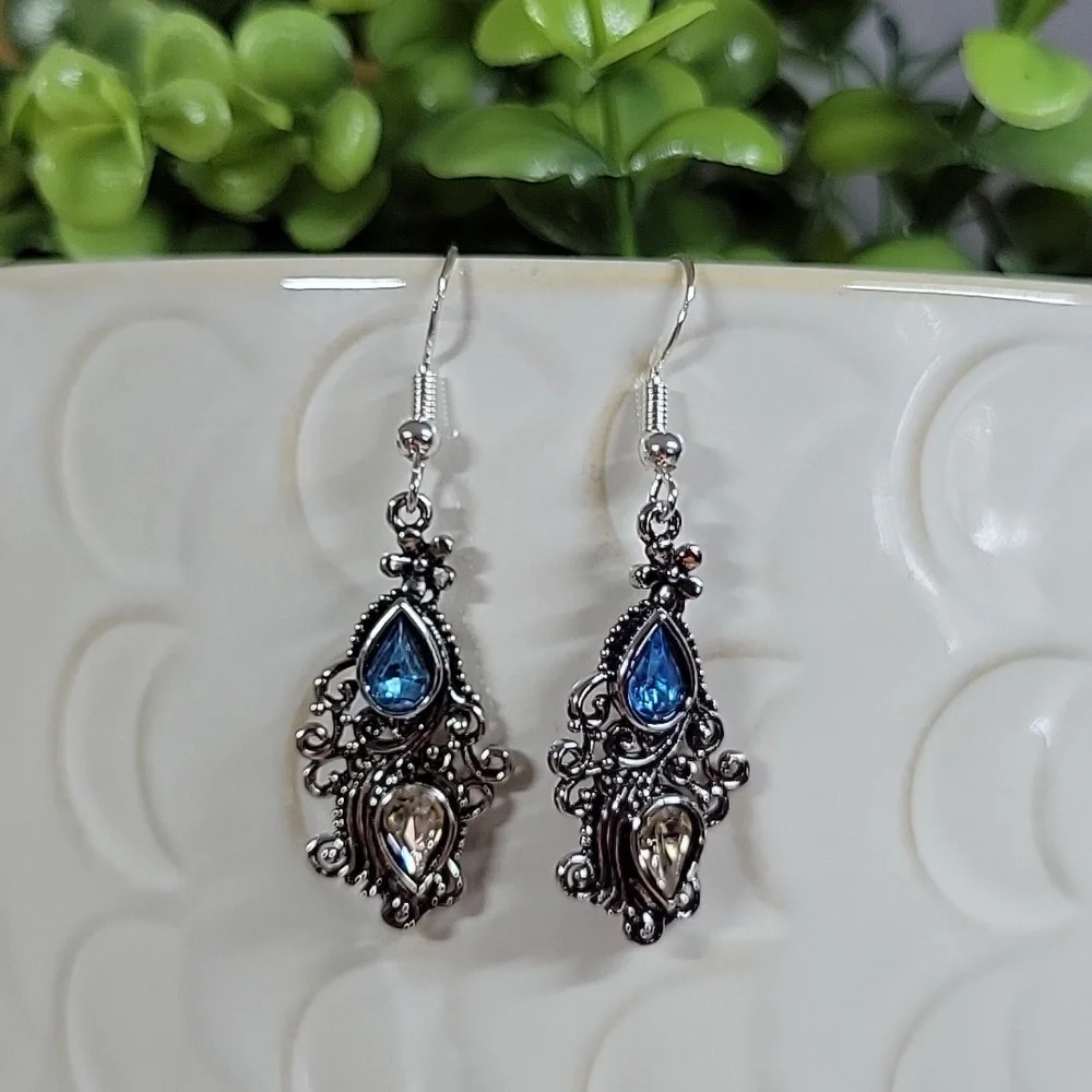 Sterling Silver Topaz Drop Earrings, S925 - Picture 4 of 6